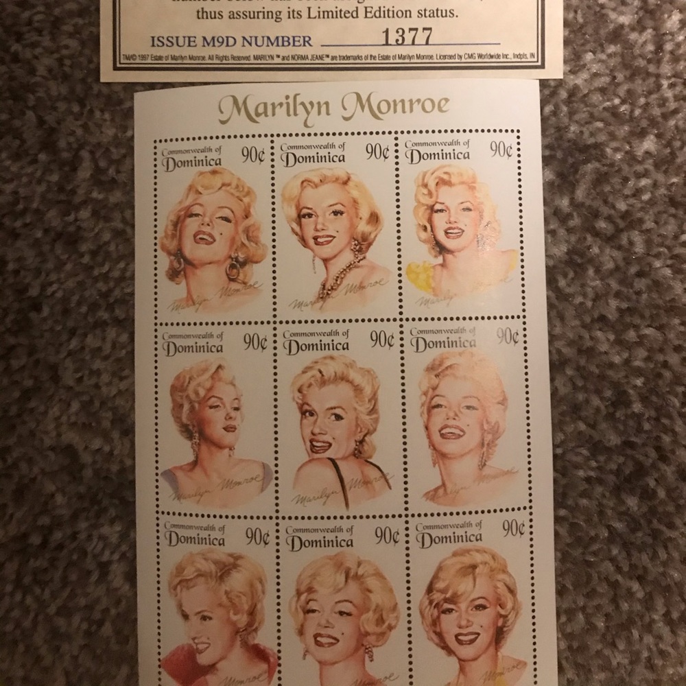 Marylyn Monroe collector’s stamps